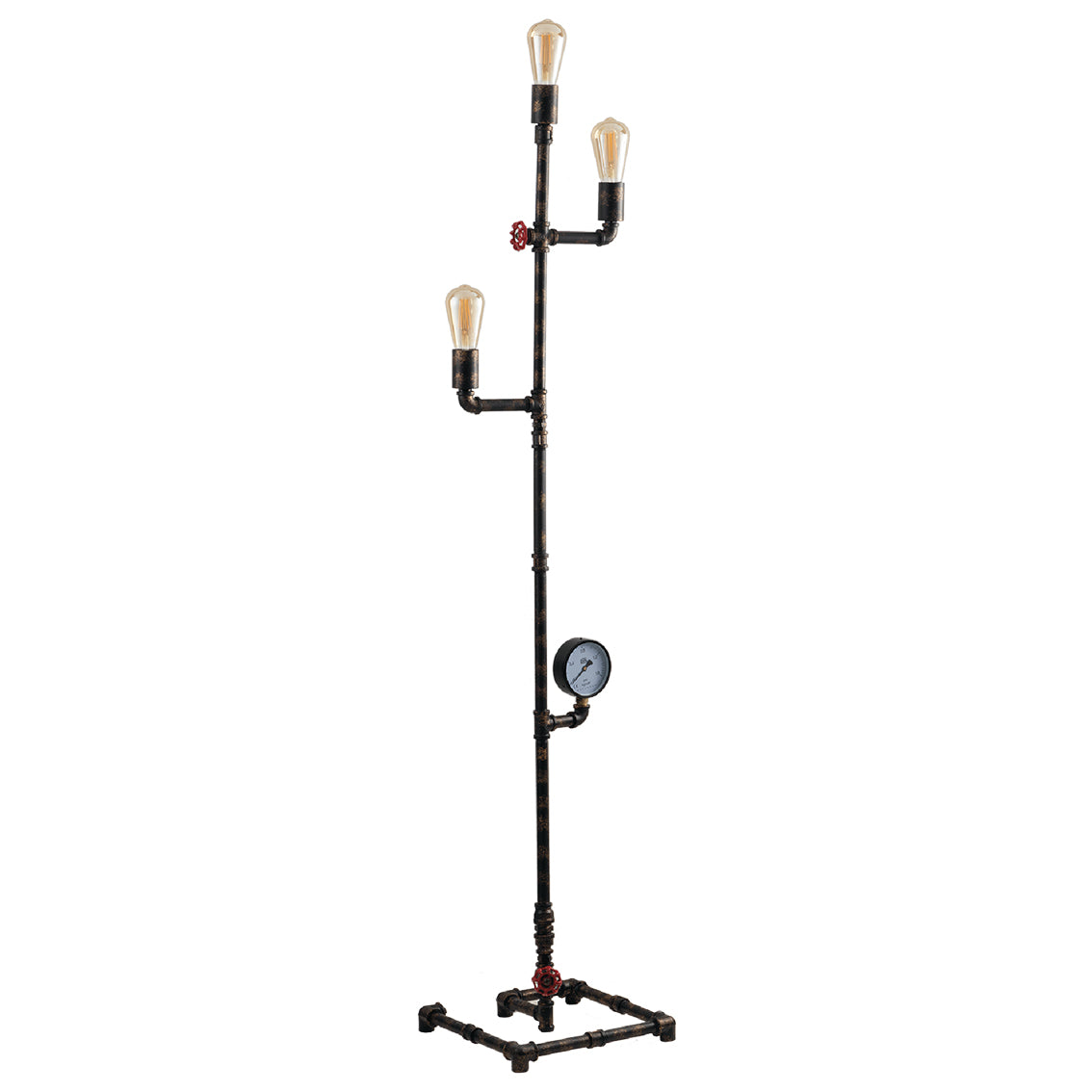 Piantana 3 luci metallo effetto ruggine stile tubi e rubinetti 3XE27 non incl. AMARCORD Piantana 3 luci metallo effetto ruggine stile tubi e rubinetti 3XE27 non incl. AMARCORD